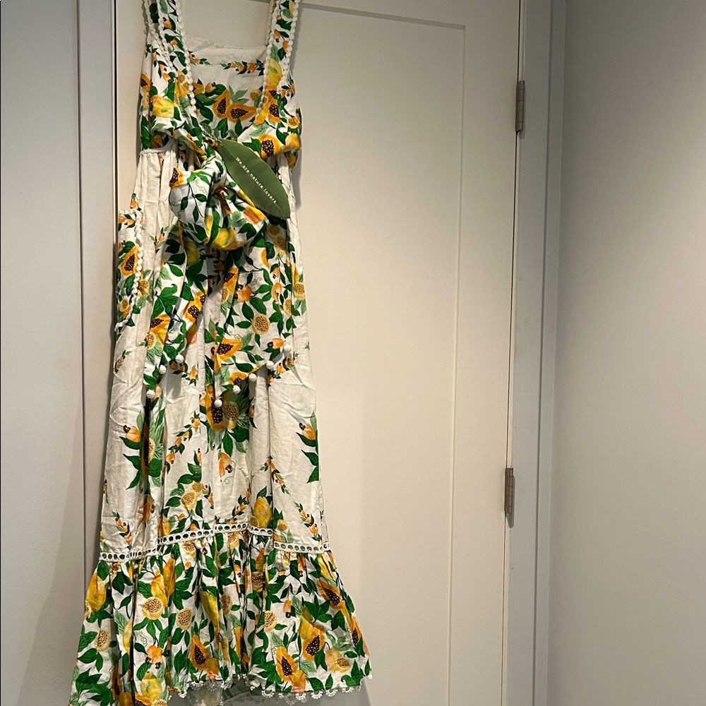 NWT FARM Rio Papaya Salad Scarf Off-White Knit Maxi Dress. Size XS - Picture 9 of 16